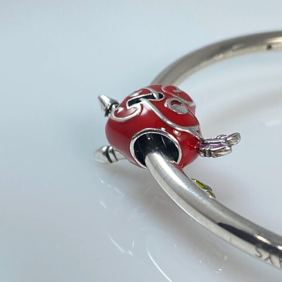 Sterling Silver Red Heart Cupid & Arrow Charm - Picture 8 of 13